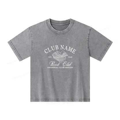 Pagewings Personalized Book Club Unisex Kids Washed T-shirt