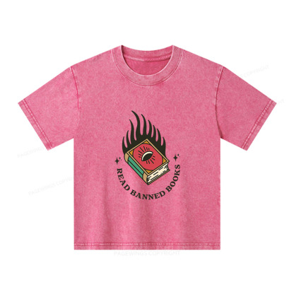 Pagewings Read Banned Books Unisex Kids Washed T-shirt