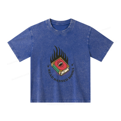 Pagewings Read Banned Books Unisex Kids Washed T-shirt