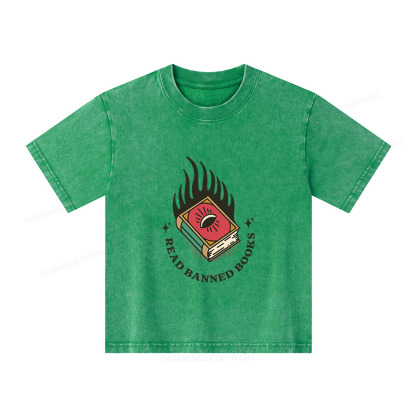 Pagewings Read Banned Books Unisex Kids Washed T-shirt