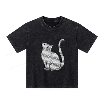 Pagewings Lots Of Books And Cute Cats Unisex Kids Washed T-shirt