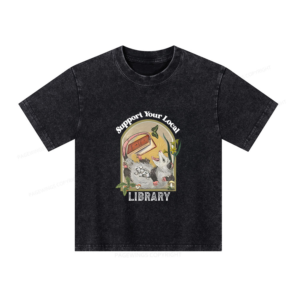 Pagewings Library Readers Make Leaders Jersey Unisex Kids Washed T-shirt