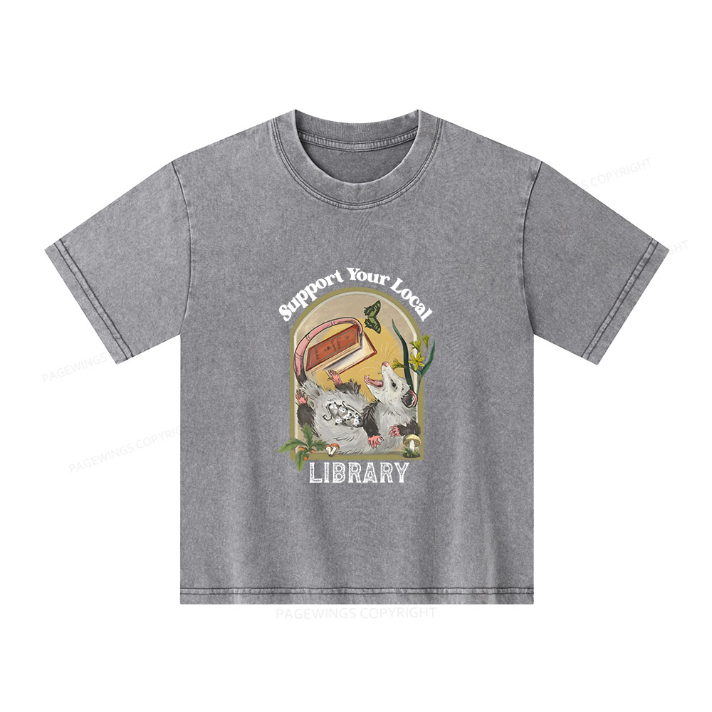 Pagewings Library Readers Make Leaders Jersey Unisex Kids Washed T-shirt