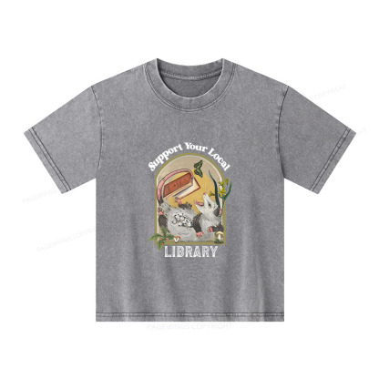 Pagewings Library Readers Make Leaders Jersey Unisex Kids Washed T-shirt