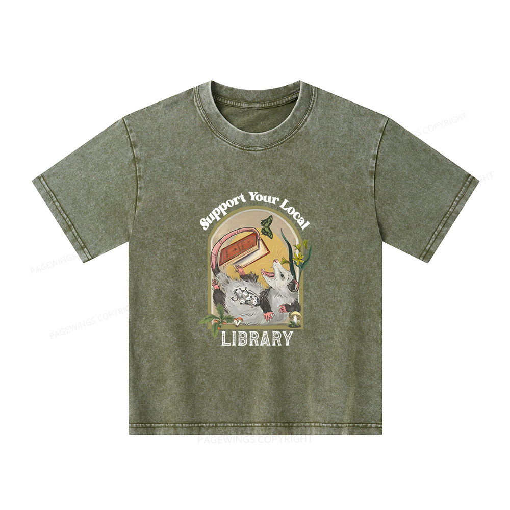 Pagewings Library Readers Make Leaders Jersey Unisex Kids Washed T-shirt