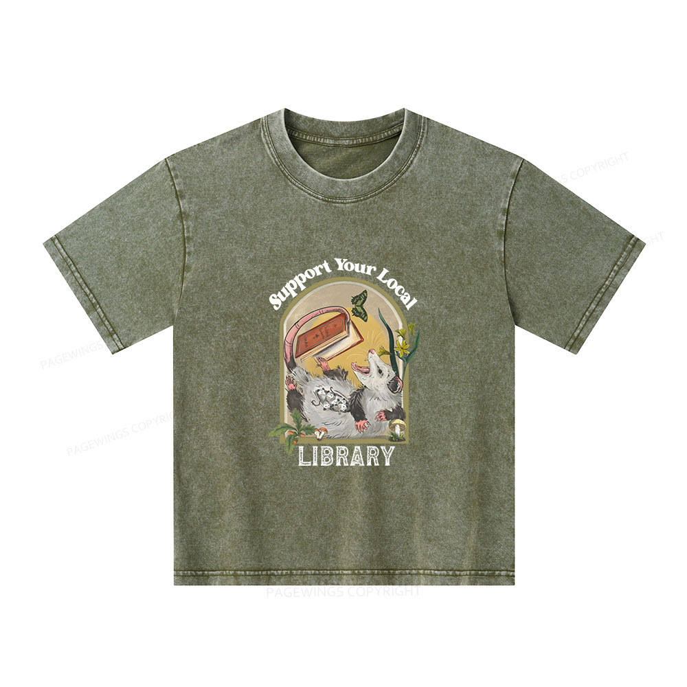 Pagewings Library Readers Make Leaders Jersey Unisex Kids Washed T-shirt
