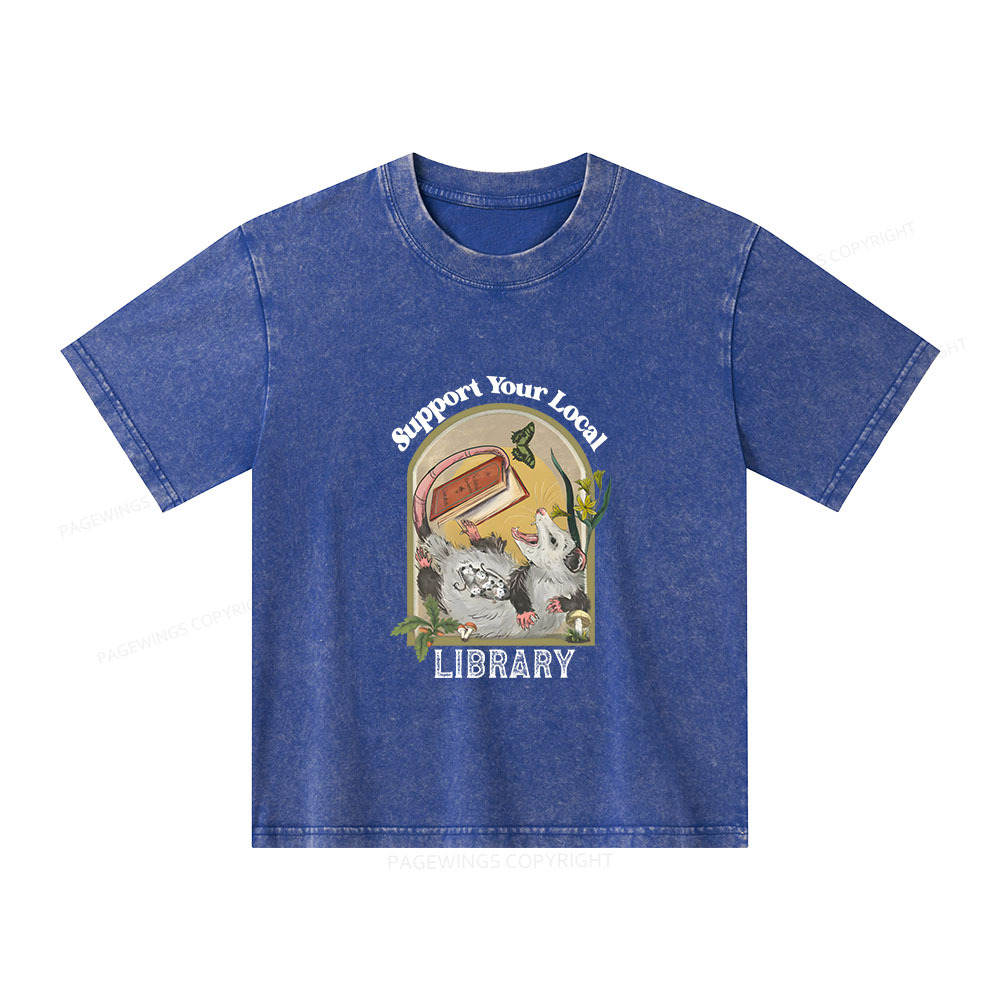 Pagewings Library Readers Make Leaders Jersey Unisex Kids Washed T-shirt