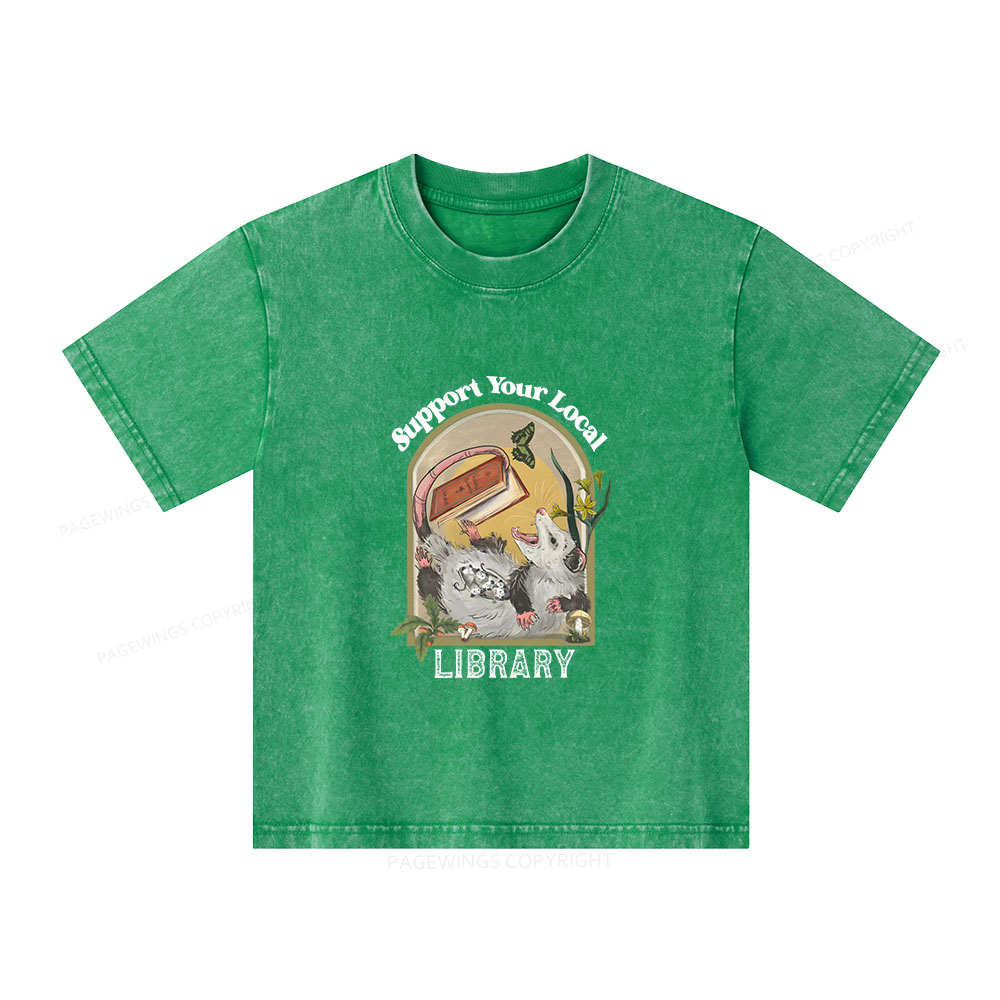 Pagewings Library Readers Make Leaders Jersey Unisex Kids Washed T-shirt