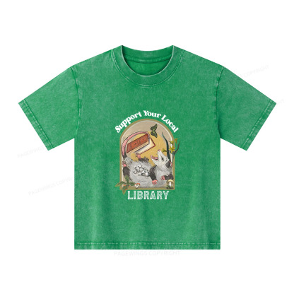 Pagewings Library Readers Make Leaders Jersey Unisex Kids Washed T-shirt