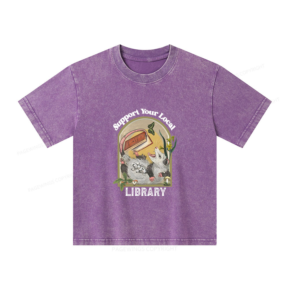 Pagewings Library Readers Make Leaders Jersey Unisex Kids Washed T-shirt