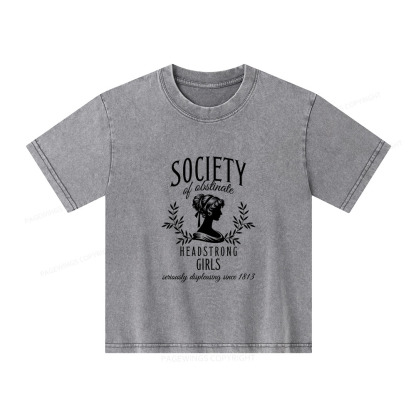 Pagewings Society Of Obstinate Headstrong Girls Unisex Kids Washed T-shirt