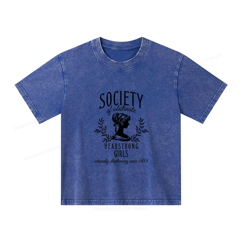 Pagewings Society Of Obstinate Headstrong Girls Unisex Kids Washed T-shirt