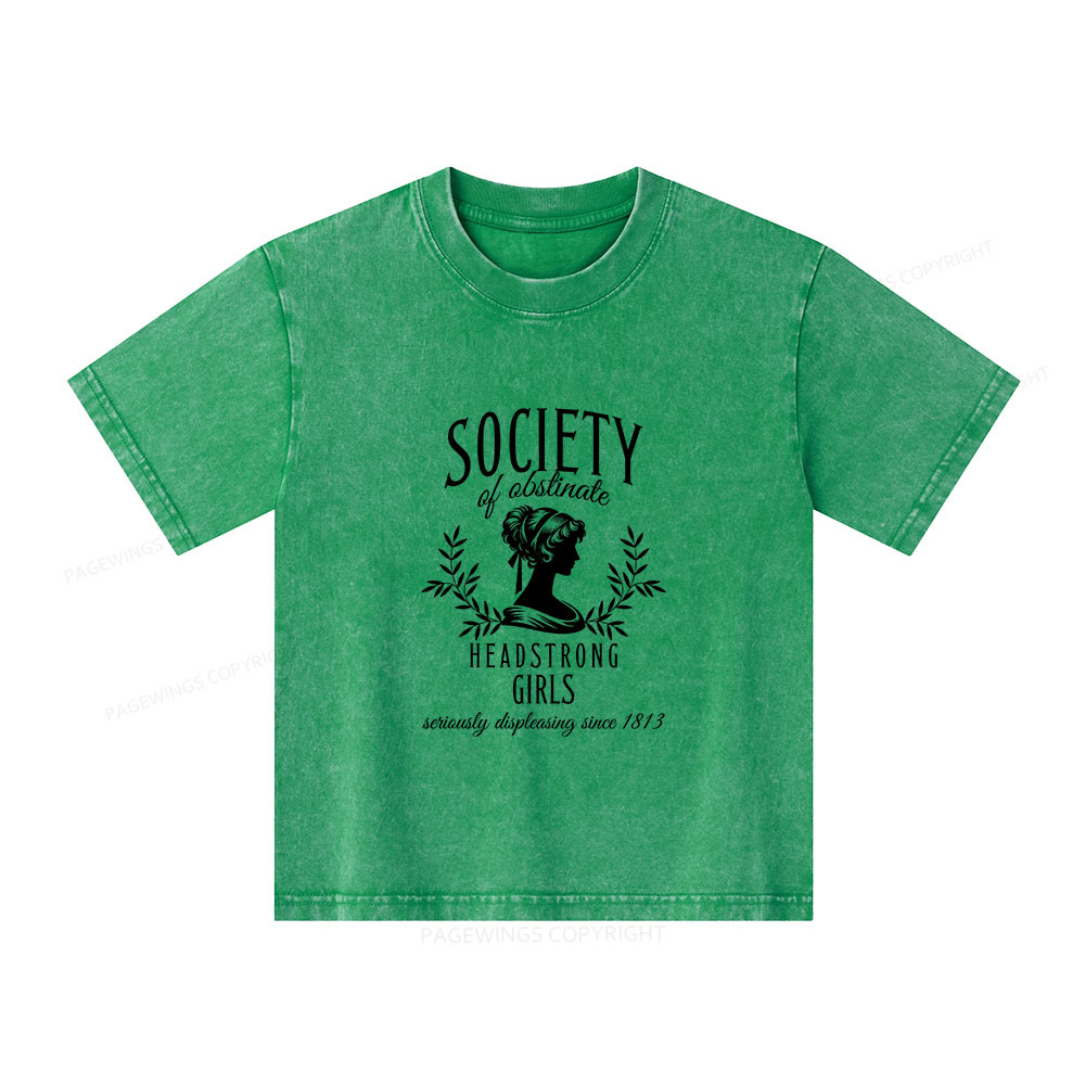 Pagewings Society Of Obstinate Headstrong Girls Unisex Kids Washed T-shirt