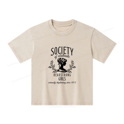 Pagewings Society Of Obstinate Headstrong Girls Unisex Kids Washed T-shirt