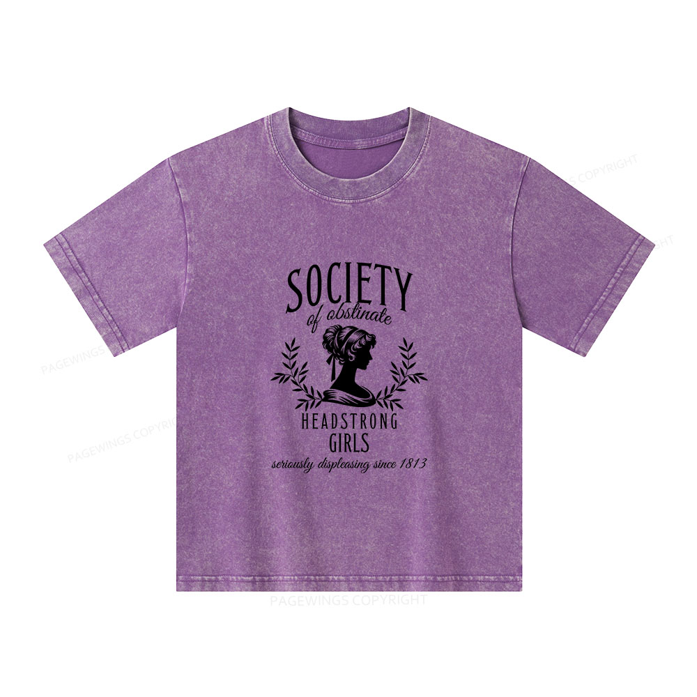 Pagewings Society Of Obstinate Headstrong Girls Unisex Kids Washed T-shirt