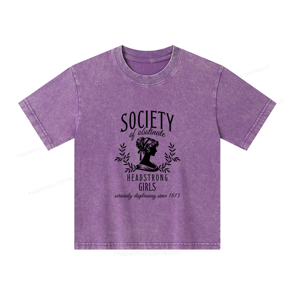 Pagewings Society Of Obstinate Headstrong Girls Unisex Kids Washed T-shirt