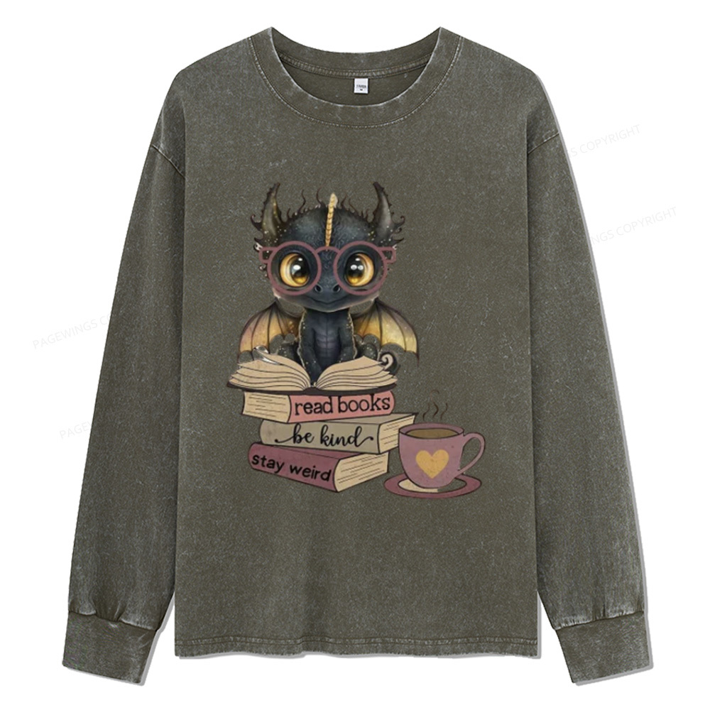 Pagewings Fourth Wing Dargon Unisex Washed Long Sleeve T-shirt