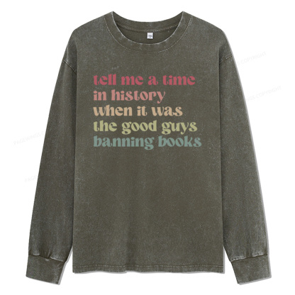 Pagewings Tell Me a Time in History Unisex Washed Long Sleeve T-shirt