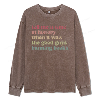 Pagewings Tell Me a Time in History Unisex Washed Long Sleeve T-shirt