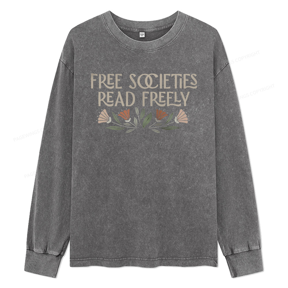 Pagewings Read Freely Unisex Washed Long Sleeve T-shirt