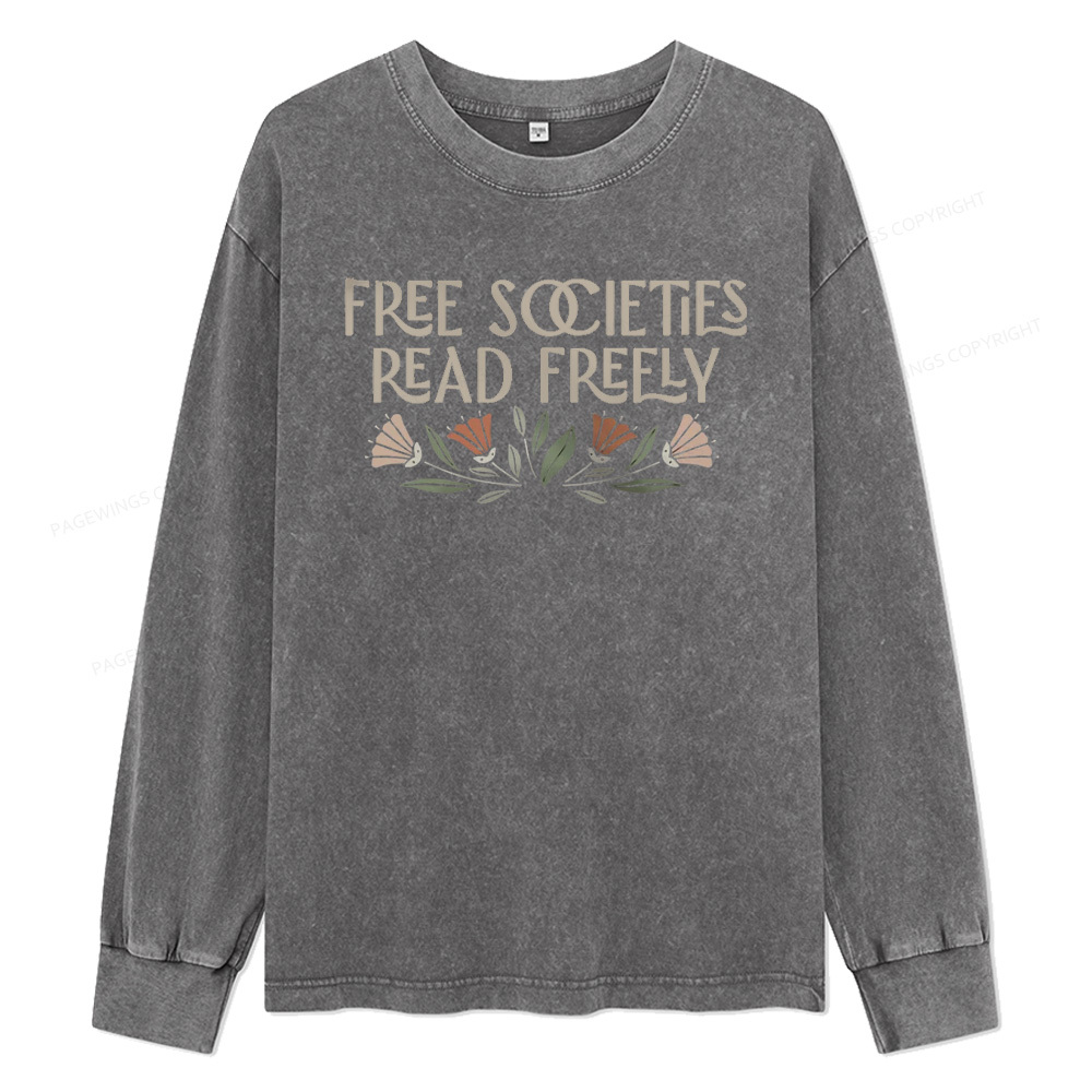 Pagewings Read Freely Unisex Washed Long Sleeve T-shirt