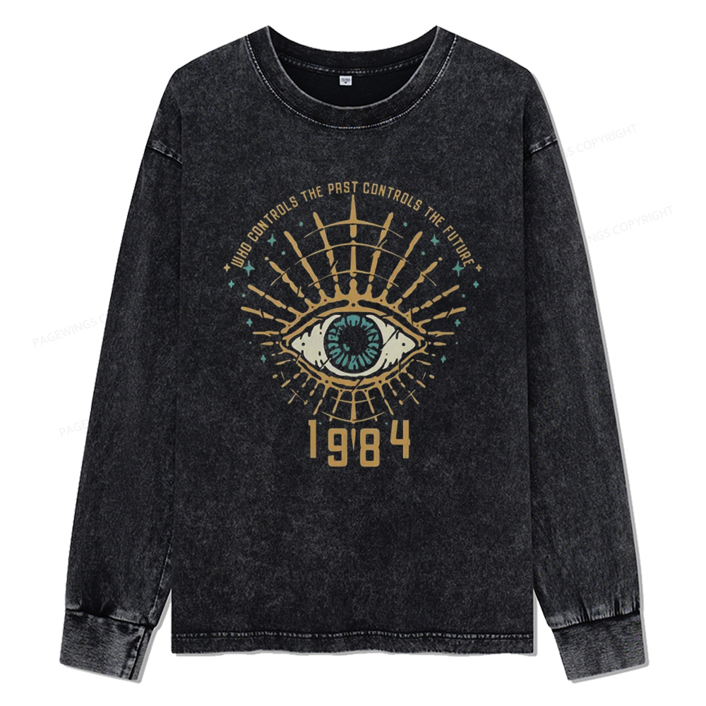 Pagewings George Orwell 1984 Unisex Washed Long Sleeve T-shirt