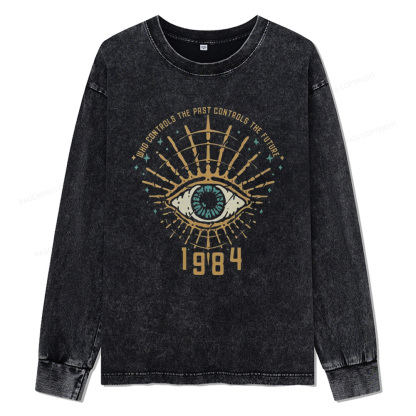Pagewings George Orwell 1984 Unisex Washed Long Sleeve T-shirt