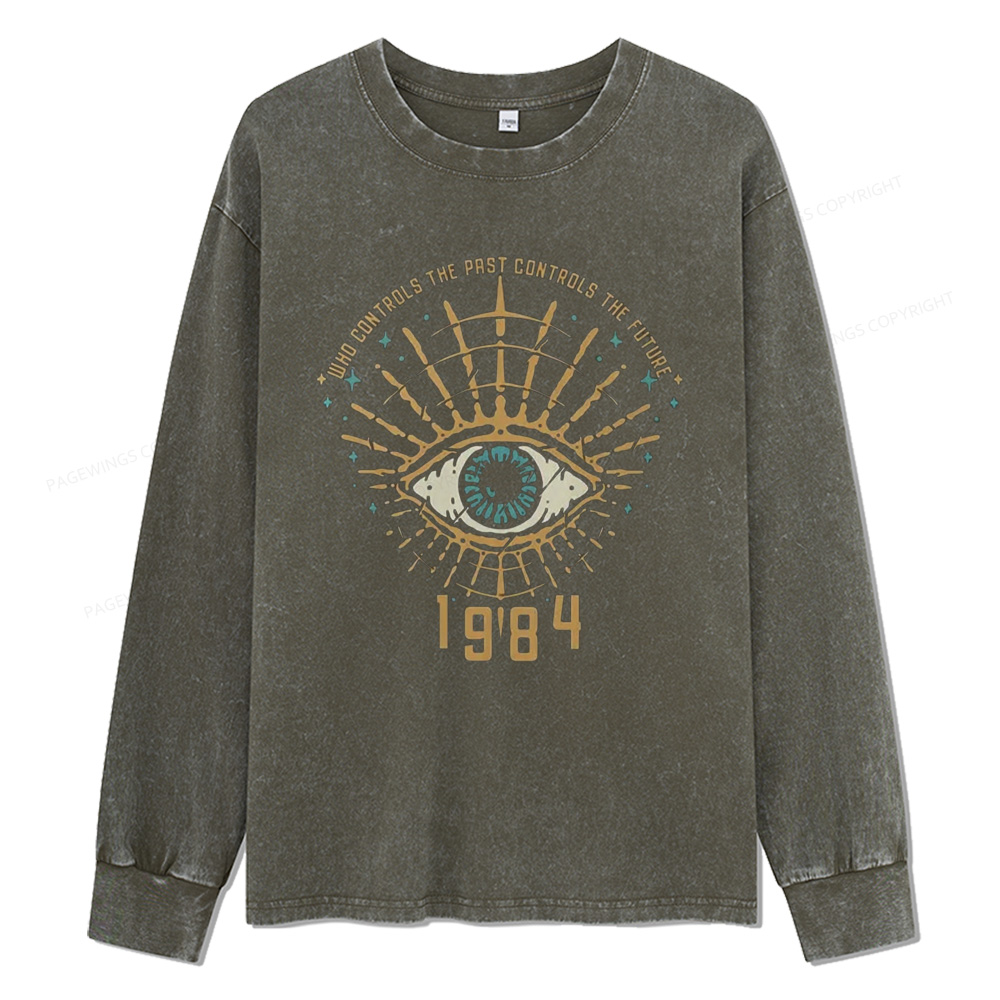 Pagewings George Orwell 1984 Unisex Washed Long Sleeve T-shirt