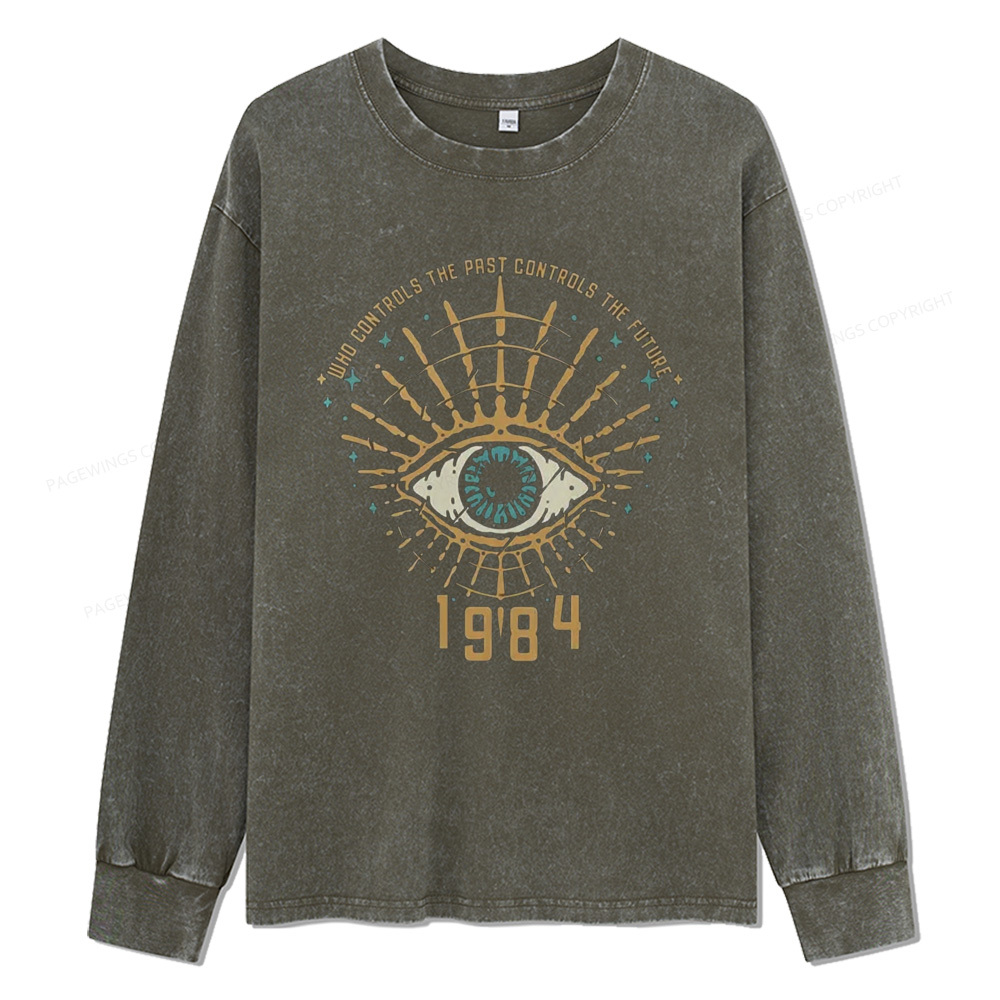 Pagewings George Orwell 1984 Unisex Washed Long Sleeve T-shirt