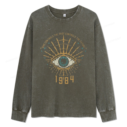 Pagewings George Orwell 1984 Unisex Washed Long Sleeve T-shirt