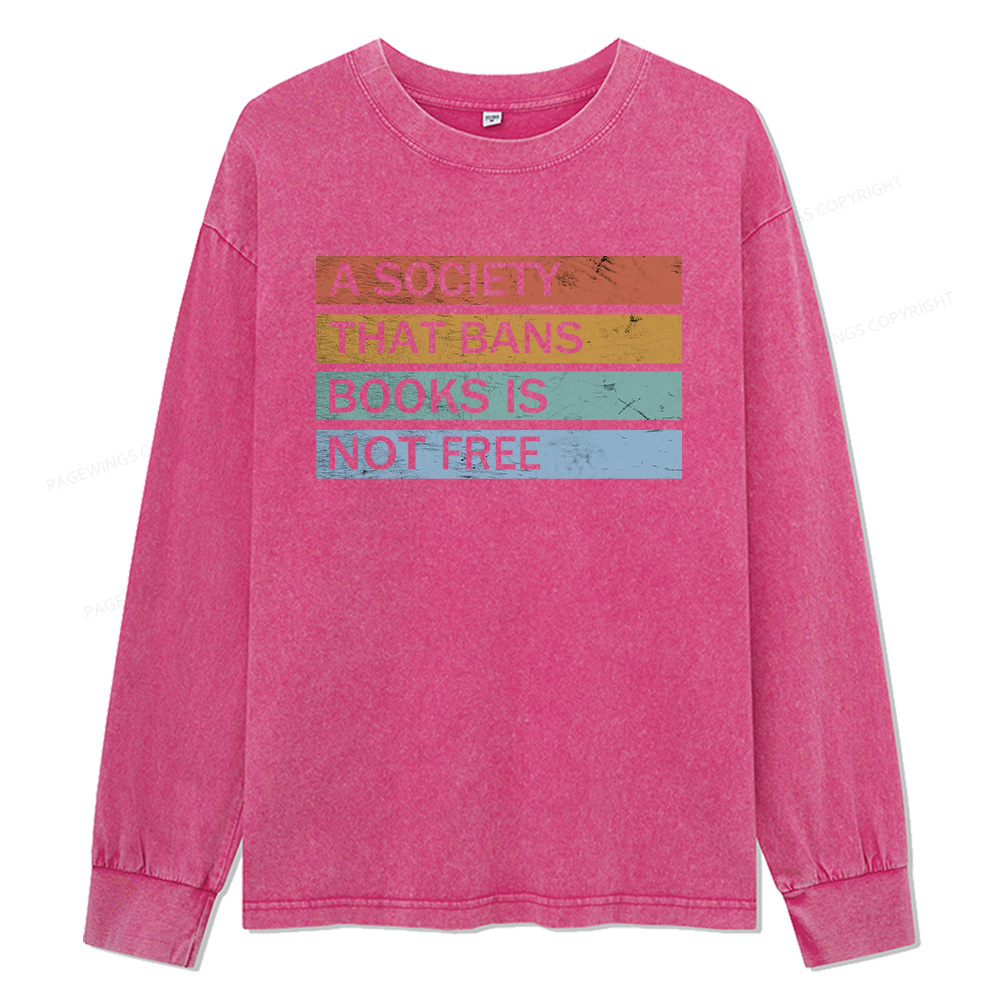 Pagewings Banned Books Shirt Unisex Washed Long Sleeve T-shirt