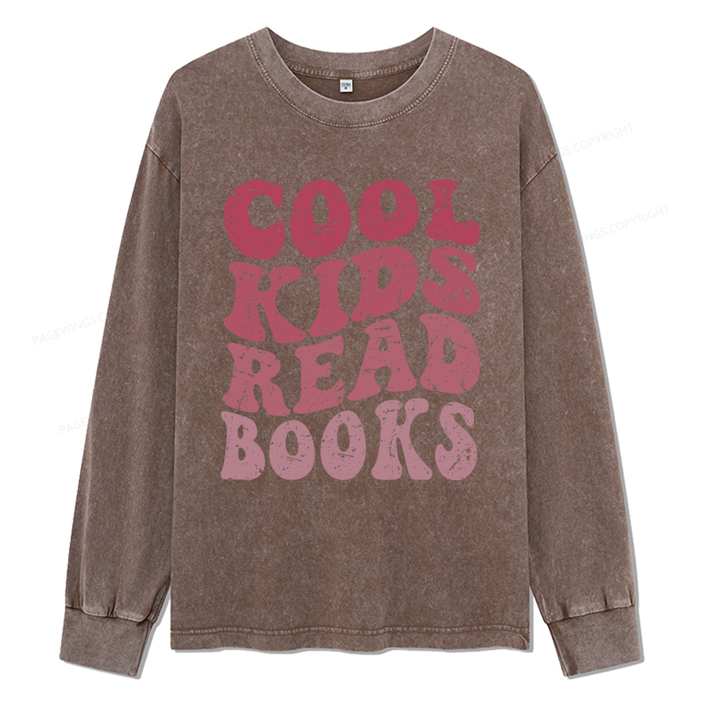 Pagewings Library Reader Book Nerd Unisex Washed Long Sleeve T-shirt