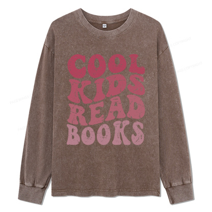 Pagewings Library Reader Book Nerd Unisex Washed Long Sleeve T-shirt
