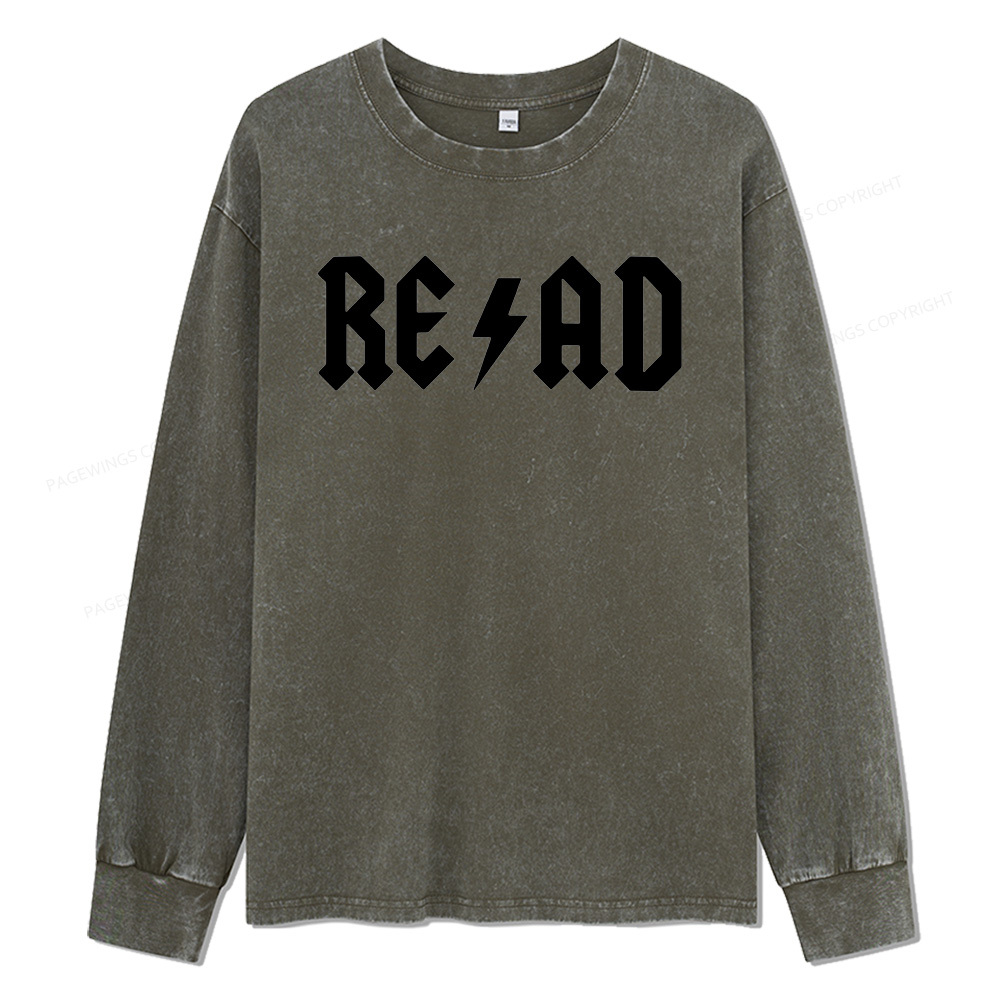 Pagewings Read Back In The Library "rock And Roll Unisex Washed Long Sleeve T-shirt