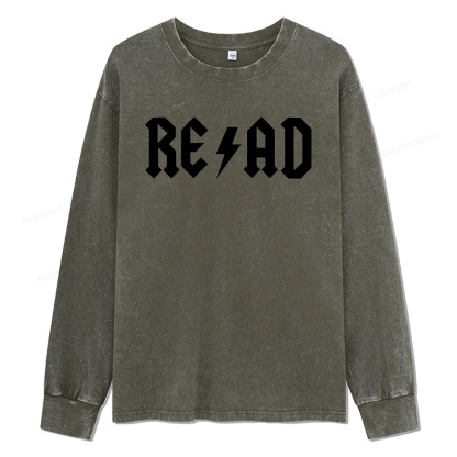 Pagewings Read Back In The Library "rock And Roll Unisex Washed Long Sleeve T-shirt