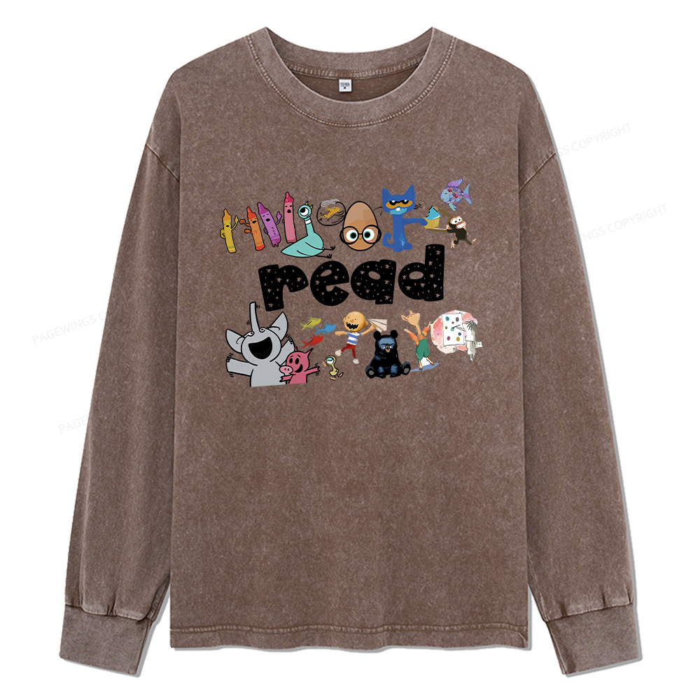 Pagewings Reading Bookish Unisex Washed Long Sleeve T-shirt