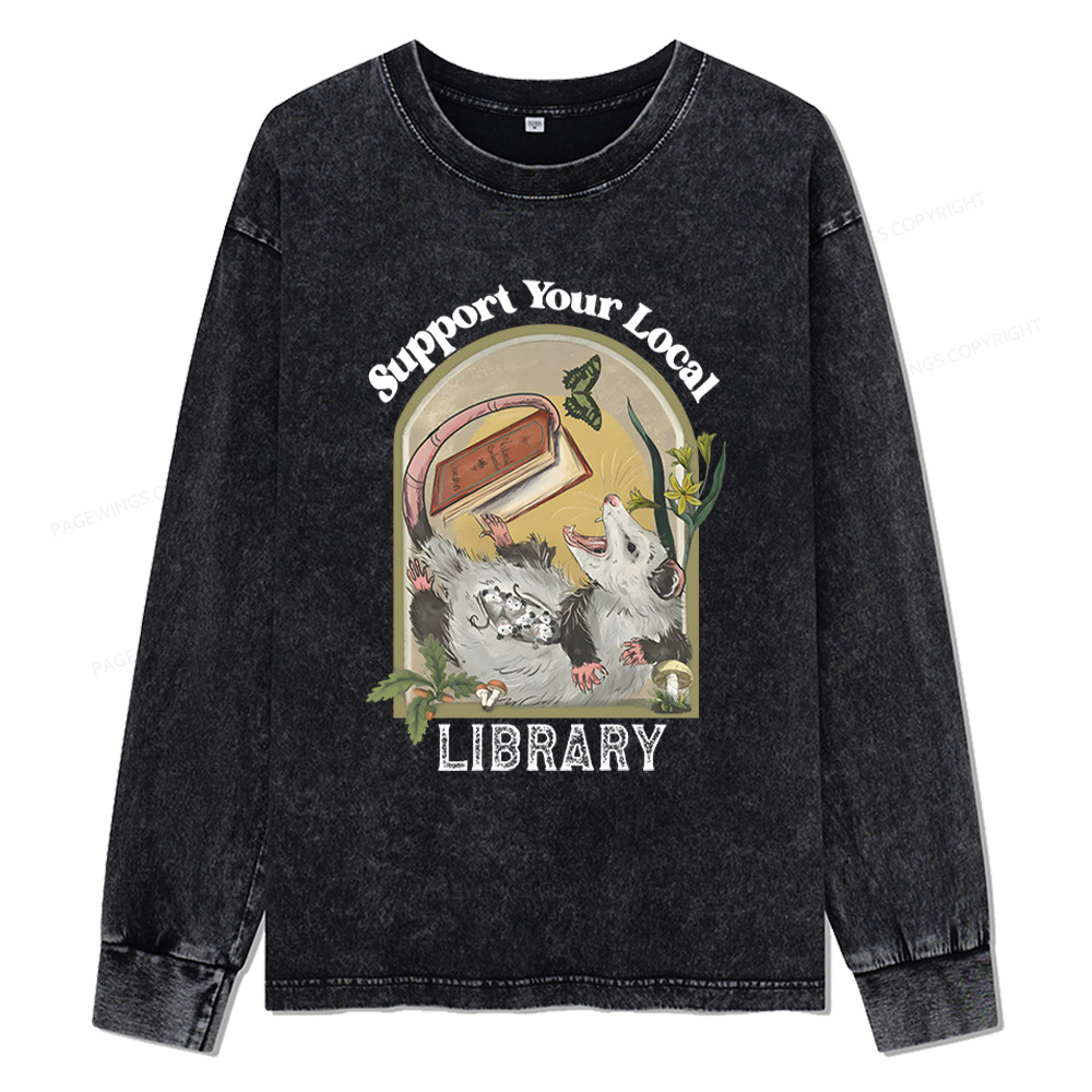 Pagewings Library Readers Make Leaders Jersey Unisex Washed Long Sleeve T-shirt