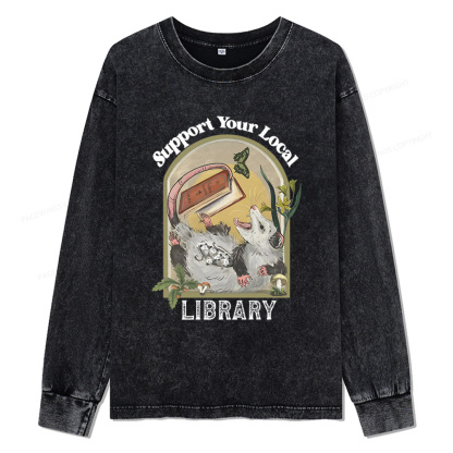 Pagewings Library Readers Make Leaders Jersey Unisex Washed Long Sleeve T-shirt