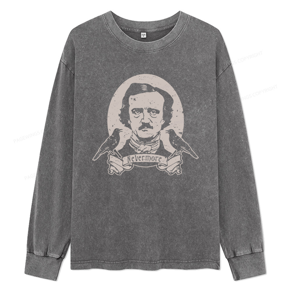 Pagewings Never More Edgar Allan Poe And The Raven Unisex Washed Long 