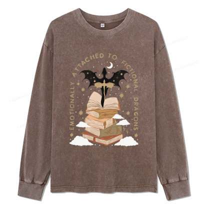 Pagewings Fantasy Romance Reader Gift Romantacy Unisex Washed Long Sleeve T-shirt