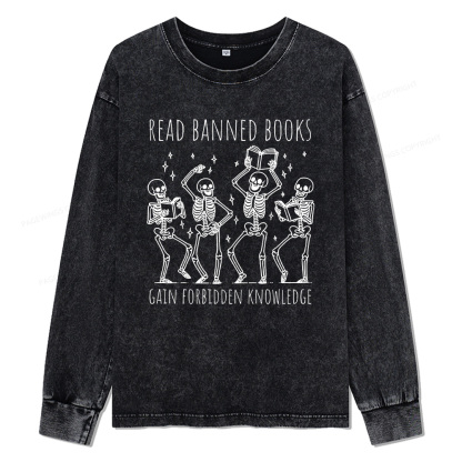 Pagewings Reading Books Tee Book Lover Gift Unisex Washed Long Sleeve T-shirt