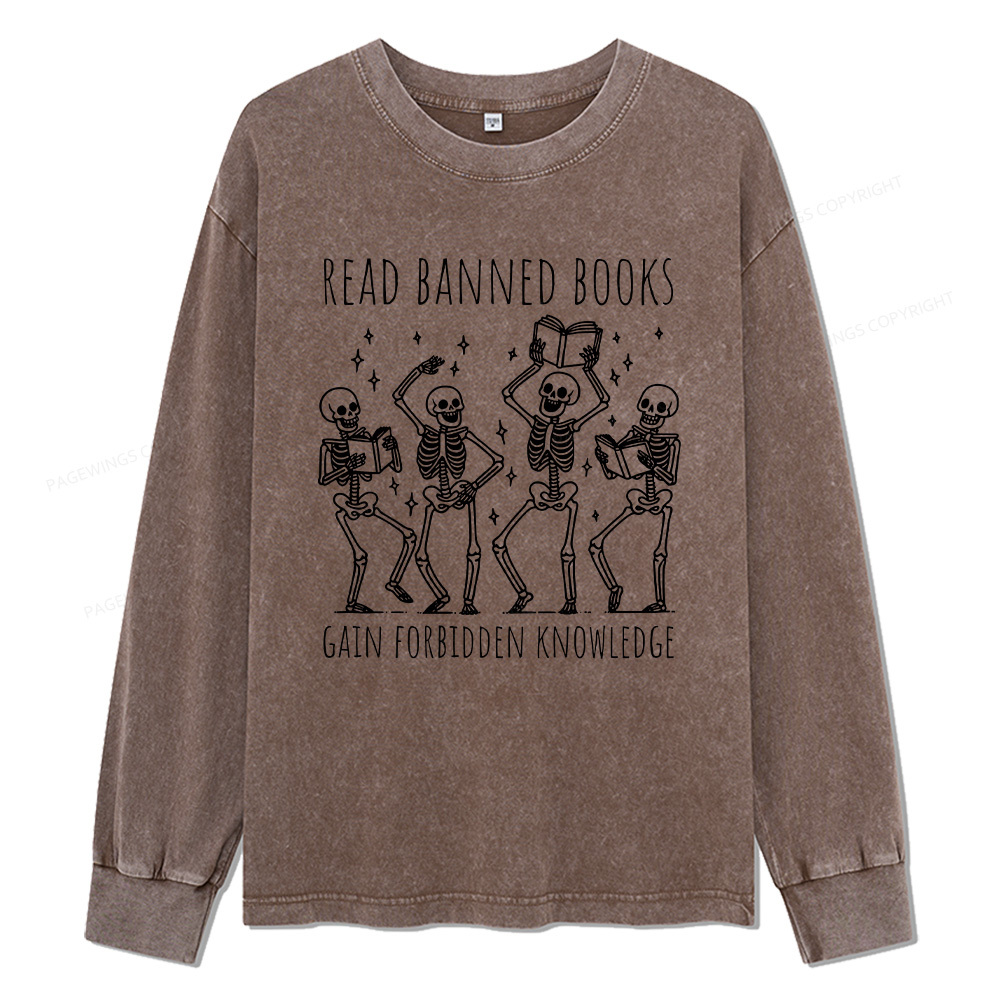 Pagewings Reading Books Tee Book Lover Gift Unisex Washed Long Sleeve 