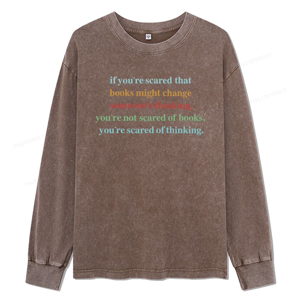 Pagewings Censorship Social Justice Shirt Booktrovert Unisex Washed Long Sleeve T-shirt