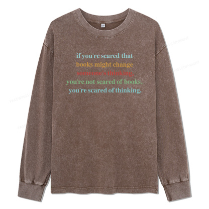 Pagewings Censorship Social Justice Shirt Booktrovert Unisex Washed Long Sleeve T-shirt