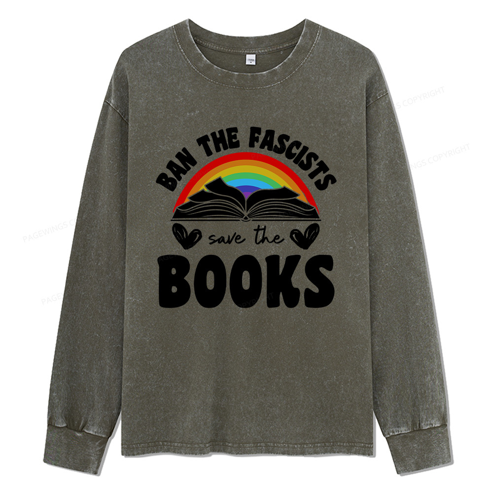 Pagewings Banned books Unisex Washed Long Sleeve T-shirt