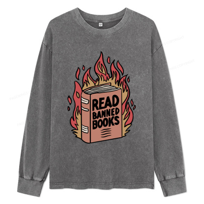 Pagewings Read Banned Books Unisex Washed Long Sleeve T-shirt