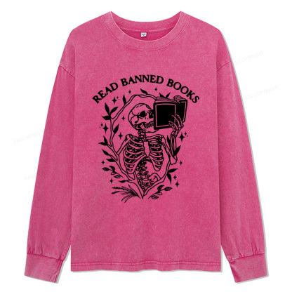 Pagewings Read Banned Books Unisex Washed Long Sleeve T-shirt