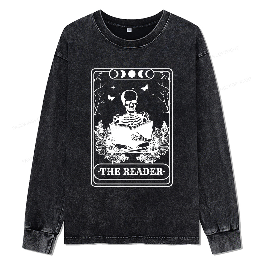 Pagewings The Reader Unisex Washed Long Sleeve T-shirt