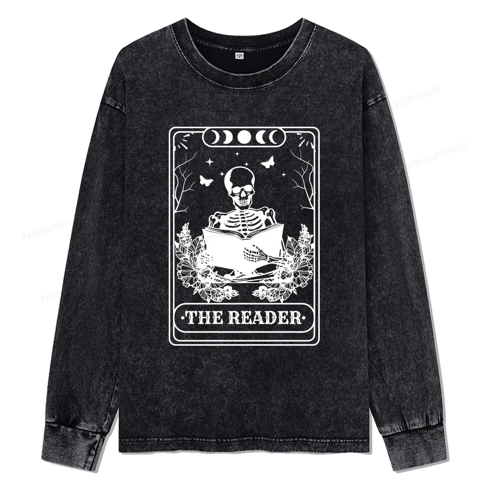 Pagewings The Reader Unisex Washed Long Sleeve T-shirt