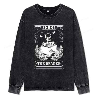 Pagewings The Reader Unisex Washed Long Sleeve T-shirt